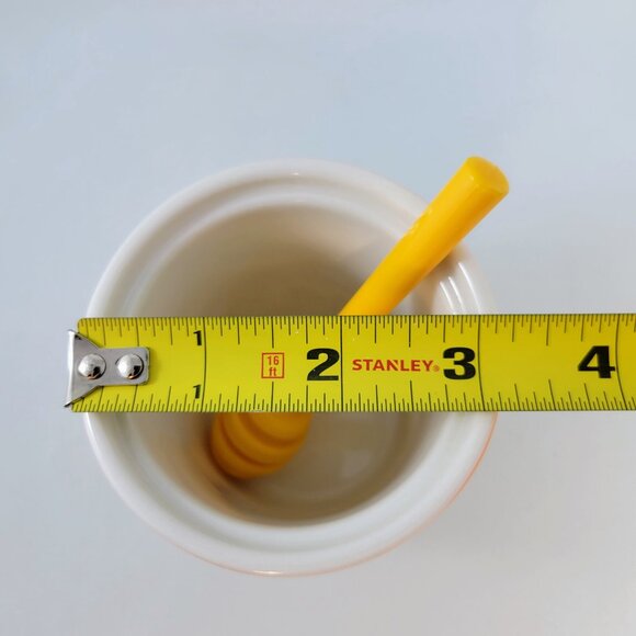 Sunflower Honey Pot Jar Bee Joie Ceramic Dipper White Yellow Flower Miel Read - Picture 11 of 11